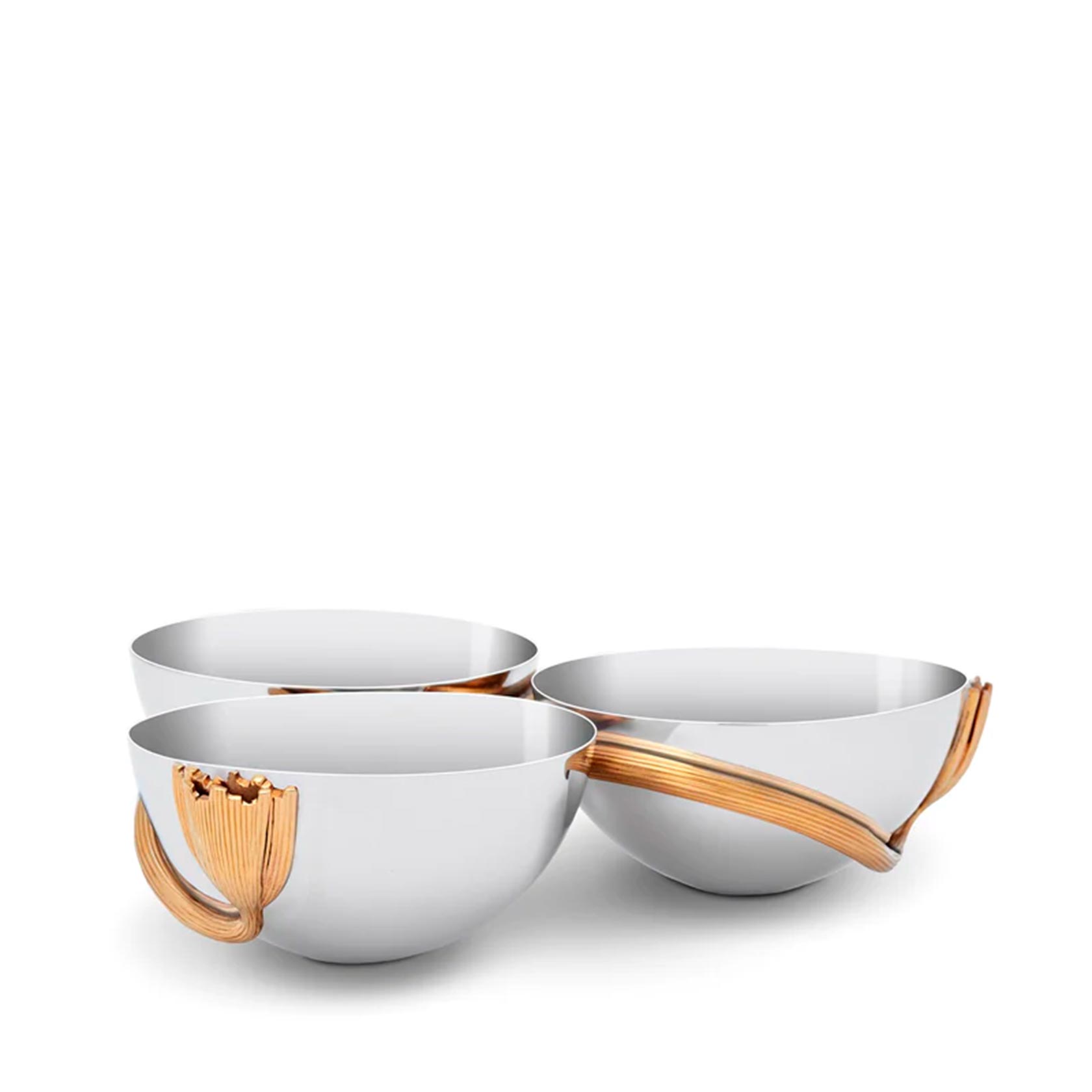 Deco Leaves - Stainless 3 Bowl Condiment Server
