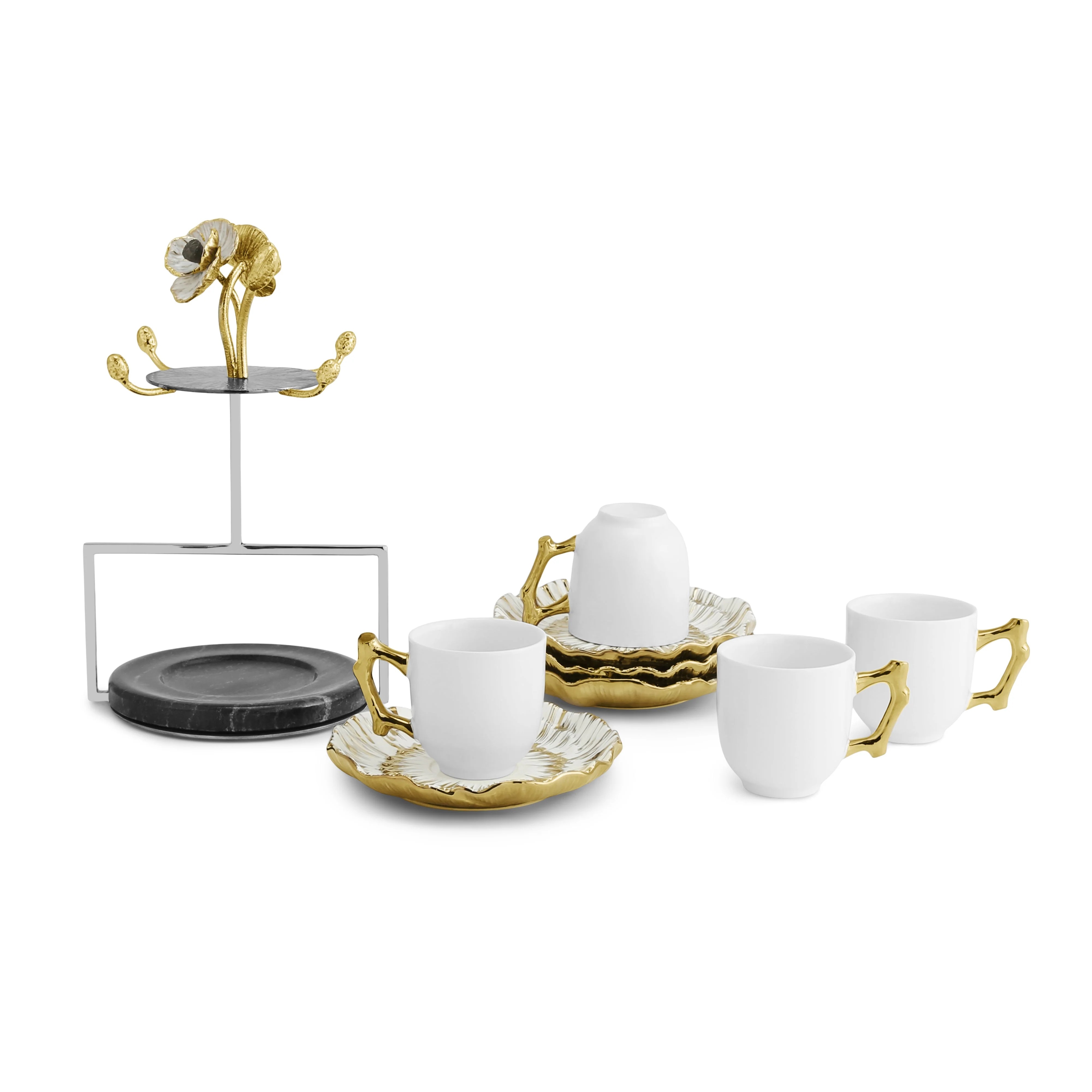 Set of 4 coffee cups & saucers
