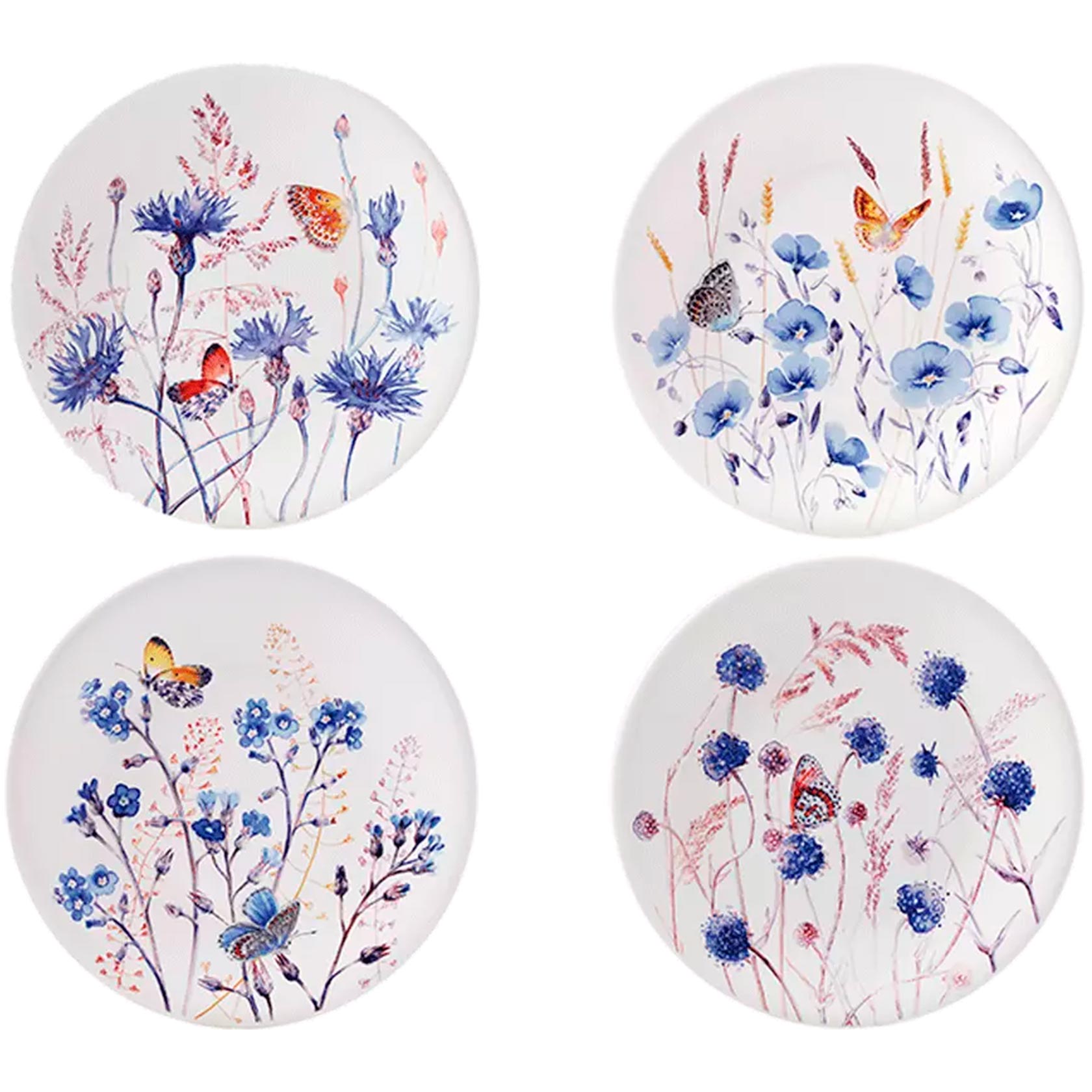 B 4 DESSERT PLATES ASSORTED AZUR