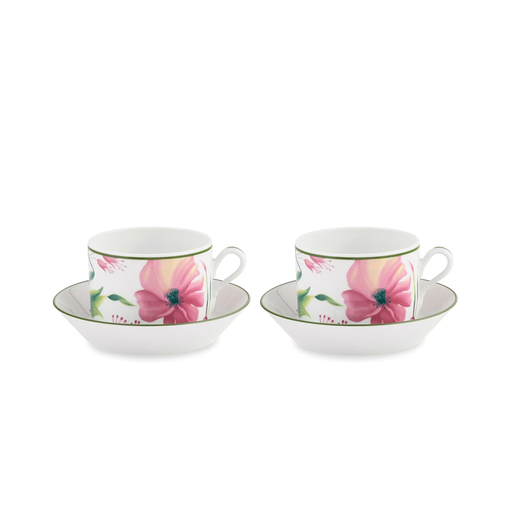 Set of 2 tea cups & saucers