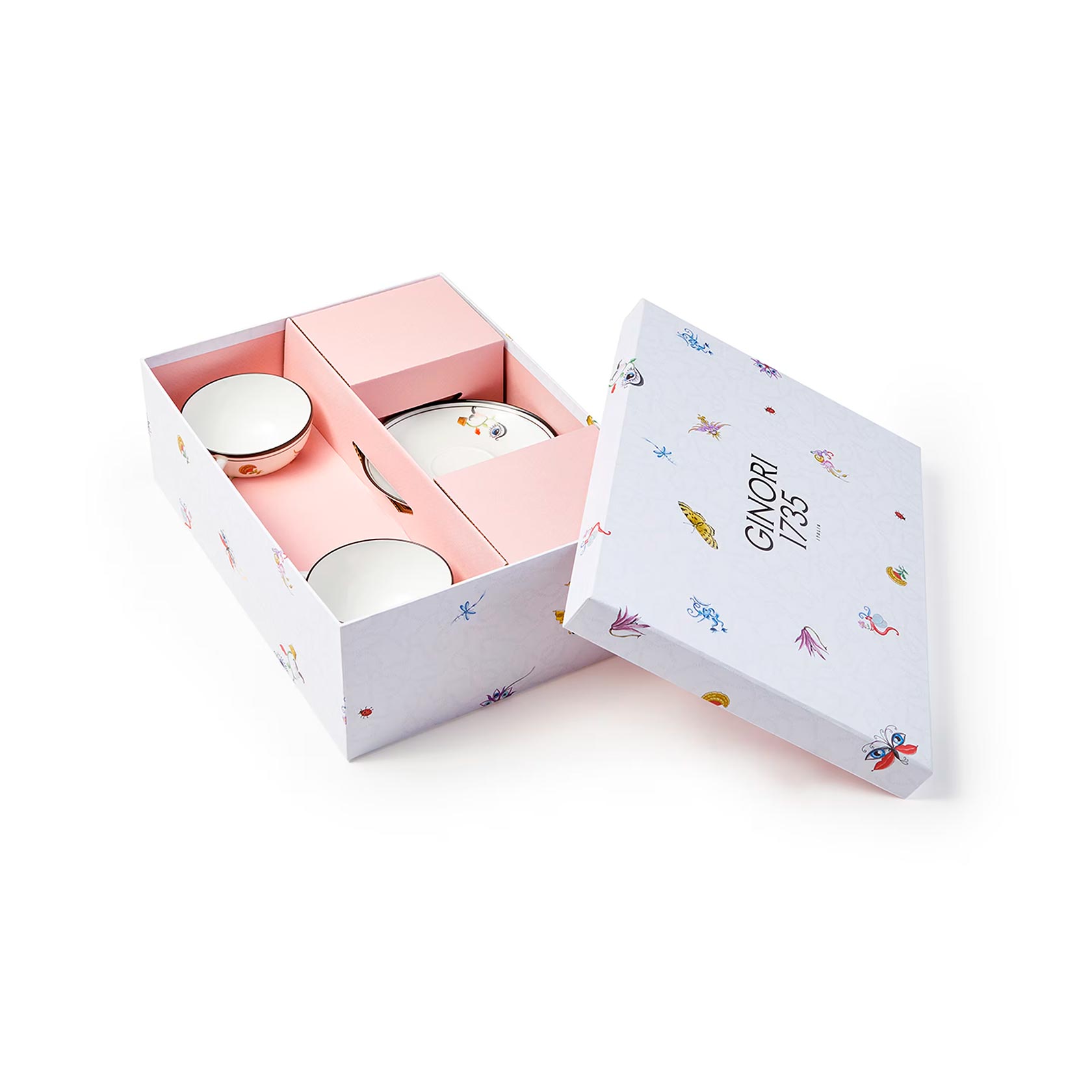 Set of 2 tea cups & sucers