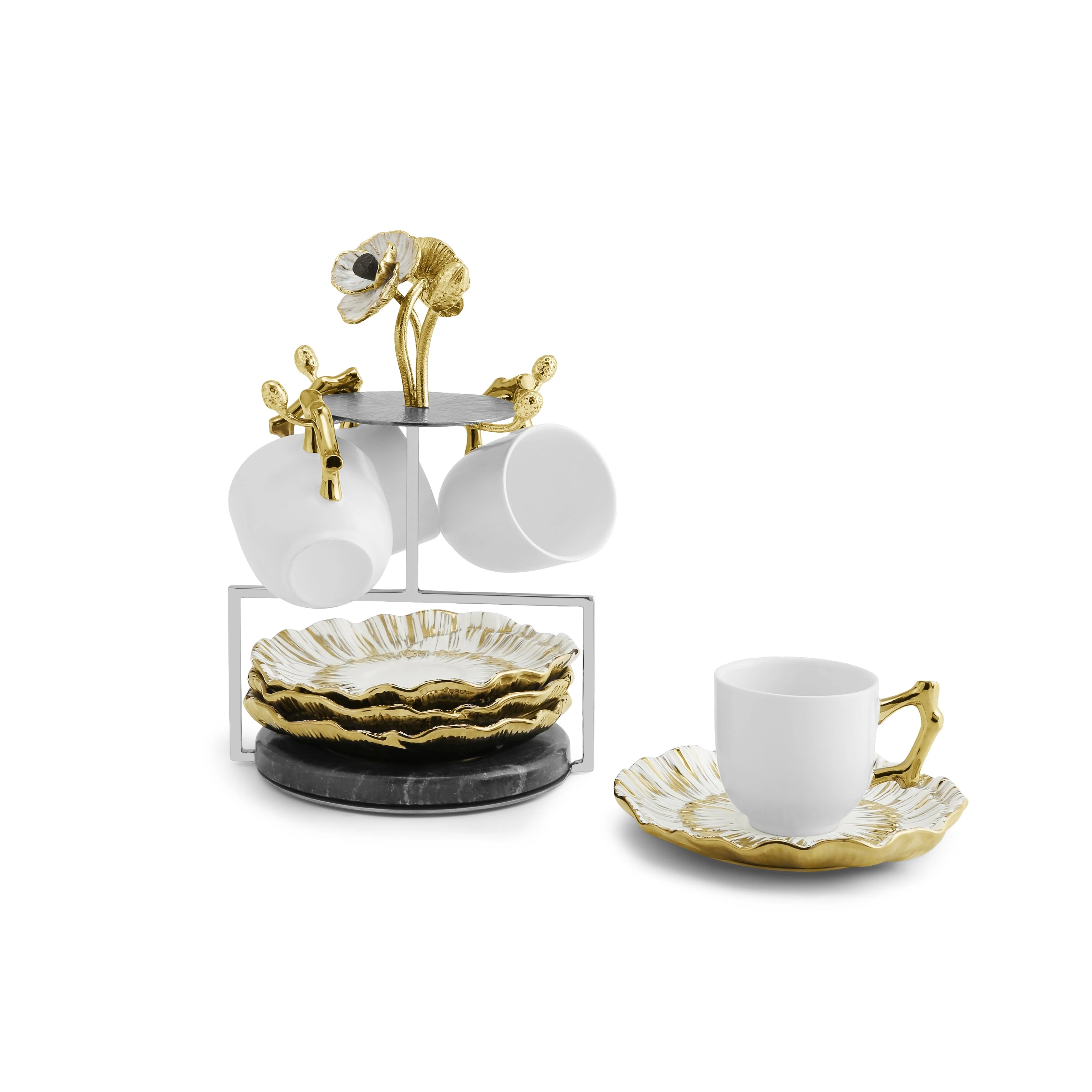 Set of 4 coffee cups & saucers