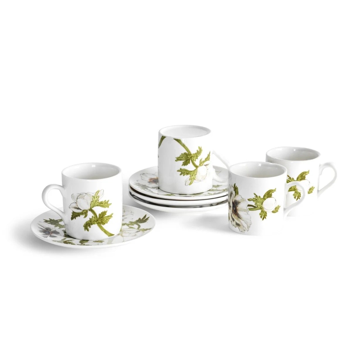 Set of 4 coffee cups & saucers