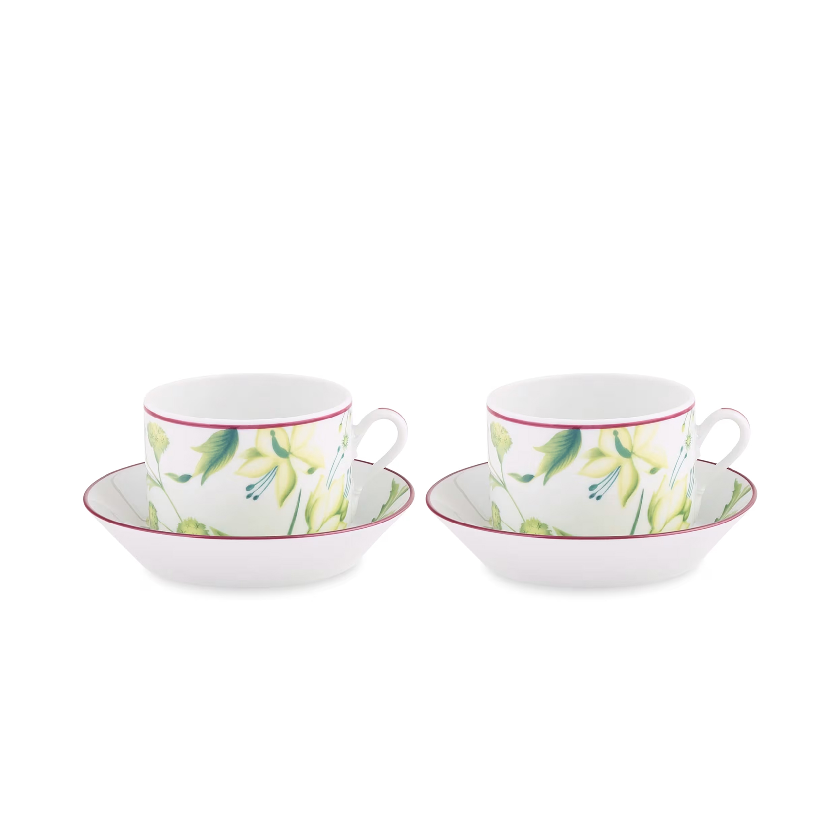 Set of 2 tea cups & saucers