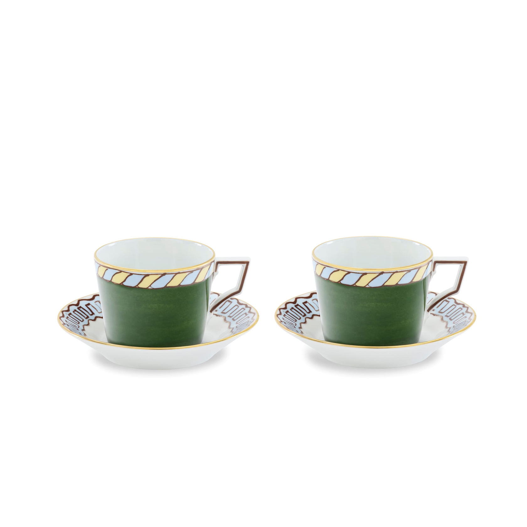 Set of 2 tea cups & saucers
