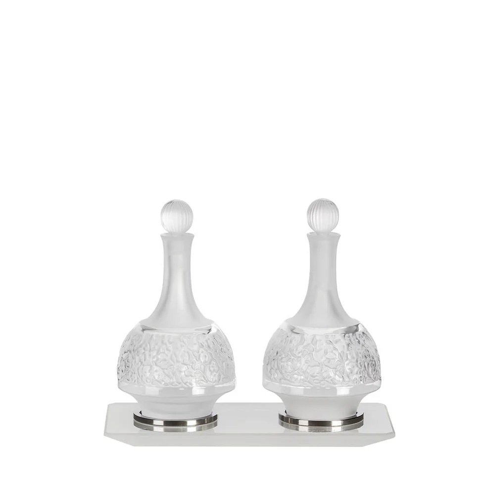 Set of 2 oil/vinegar cruets & tray
