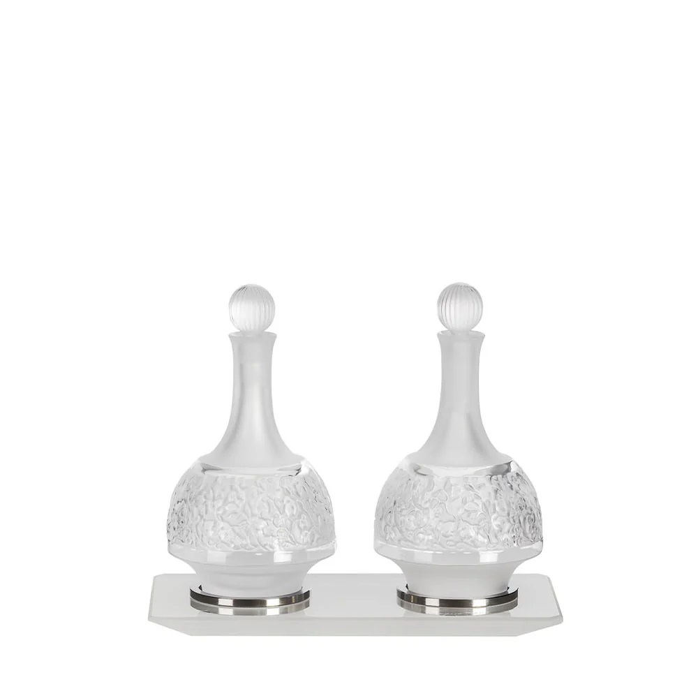 Set of 2 oil/vinegar cruets & tray