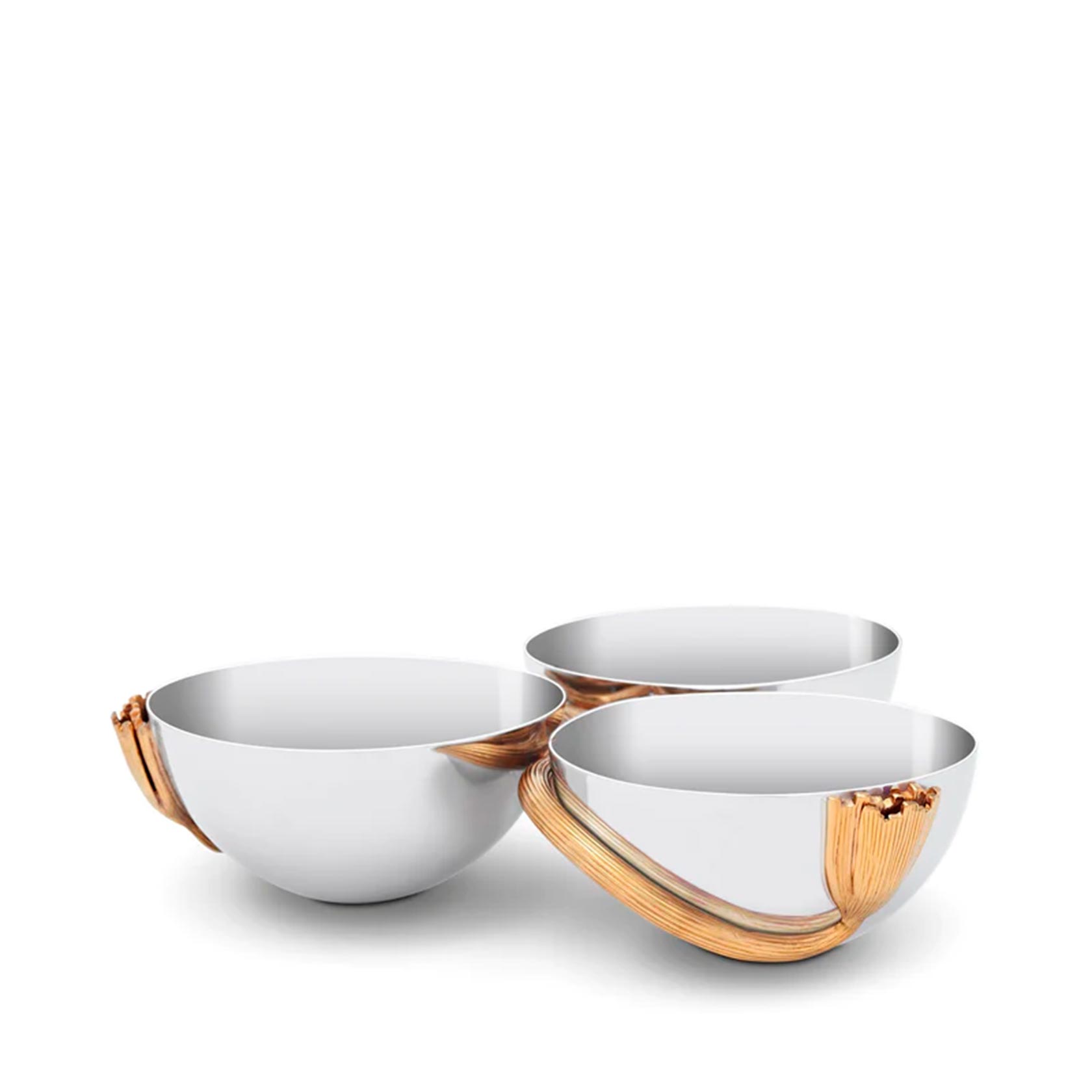 Deco Leaves - Stainless 3 Bowl Condiment Server