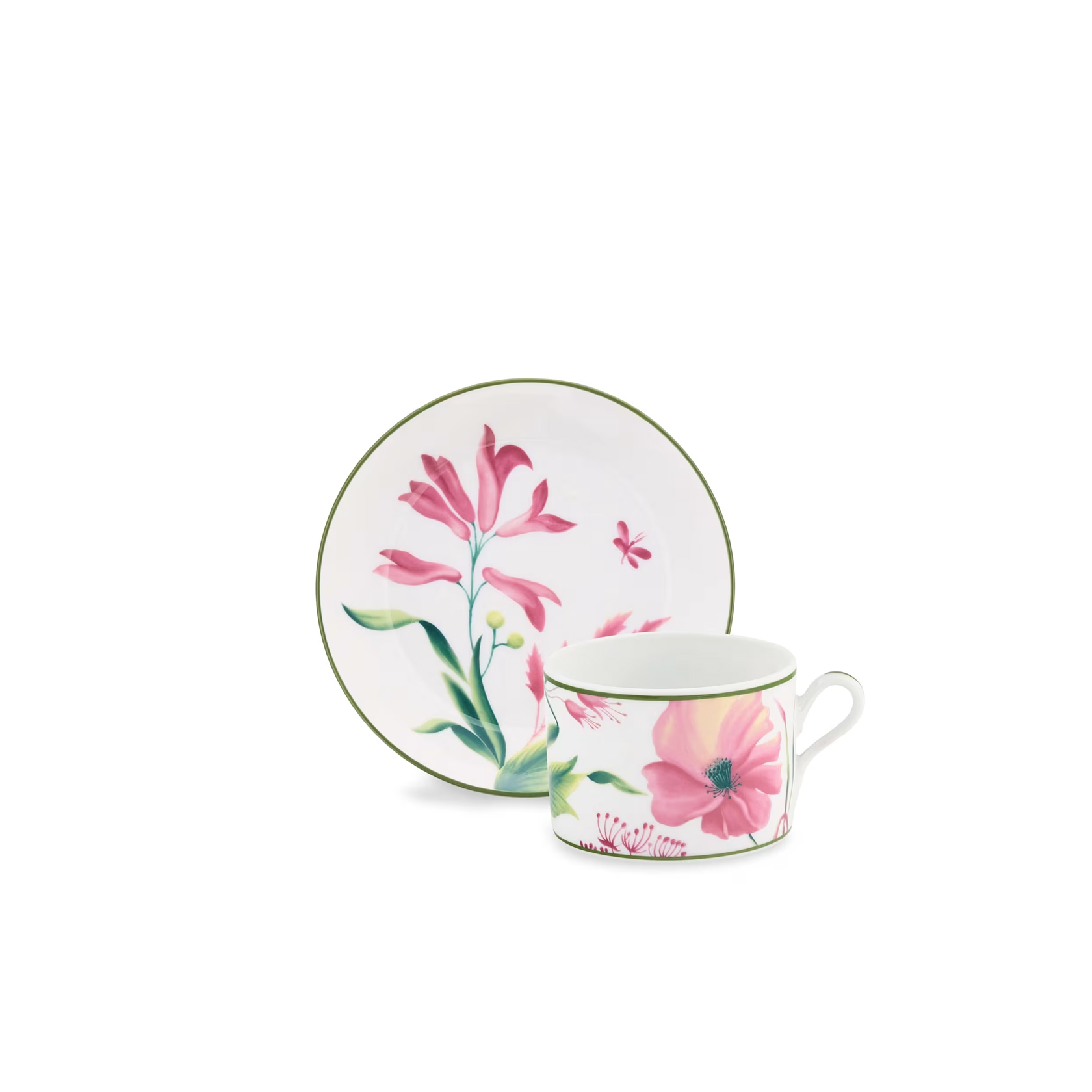 Set of 2 tea cups & saucers
