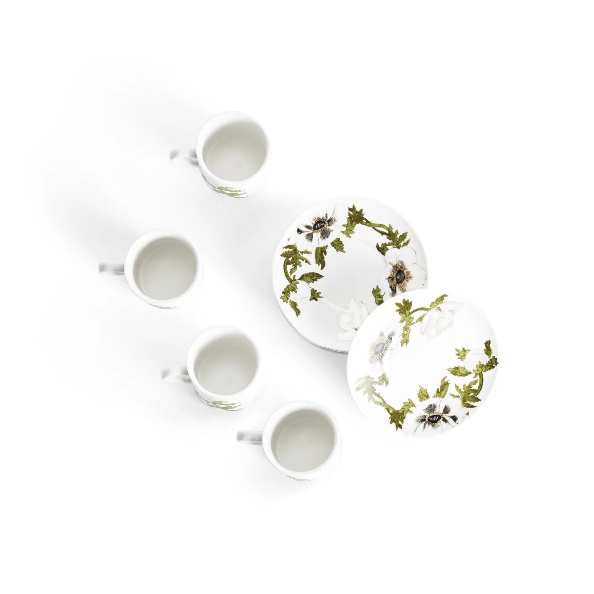 Set of 4 coffee cups & saucers