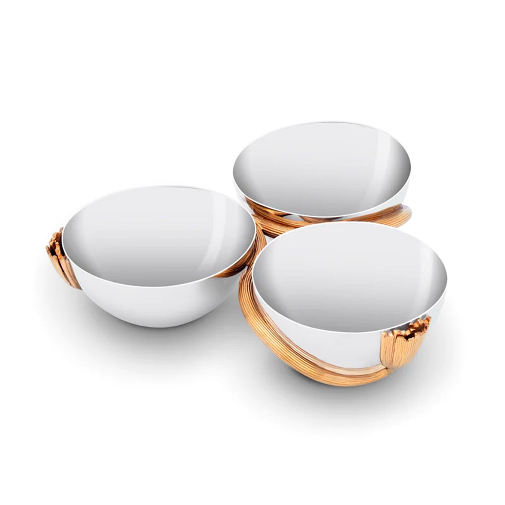 Deco Leaves - Stainless 3 Bowl Condiment Server