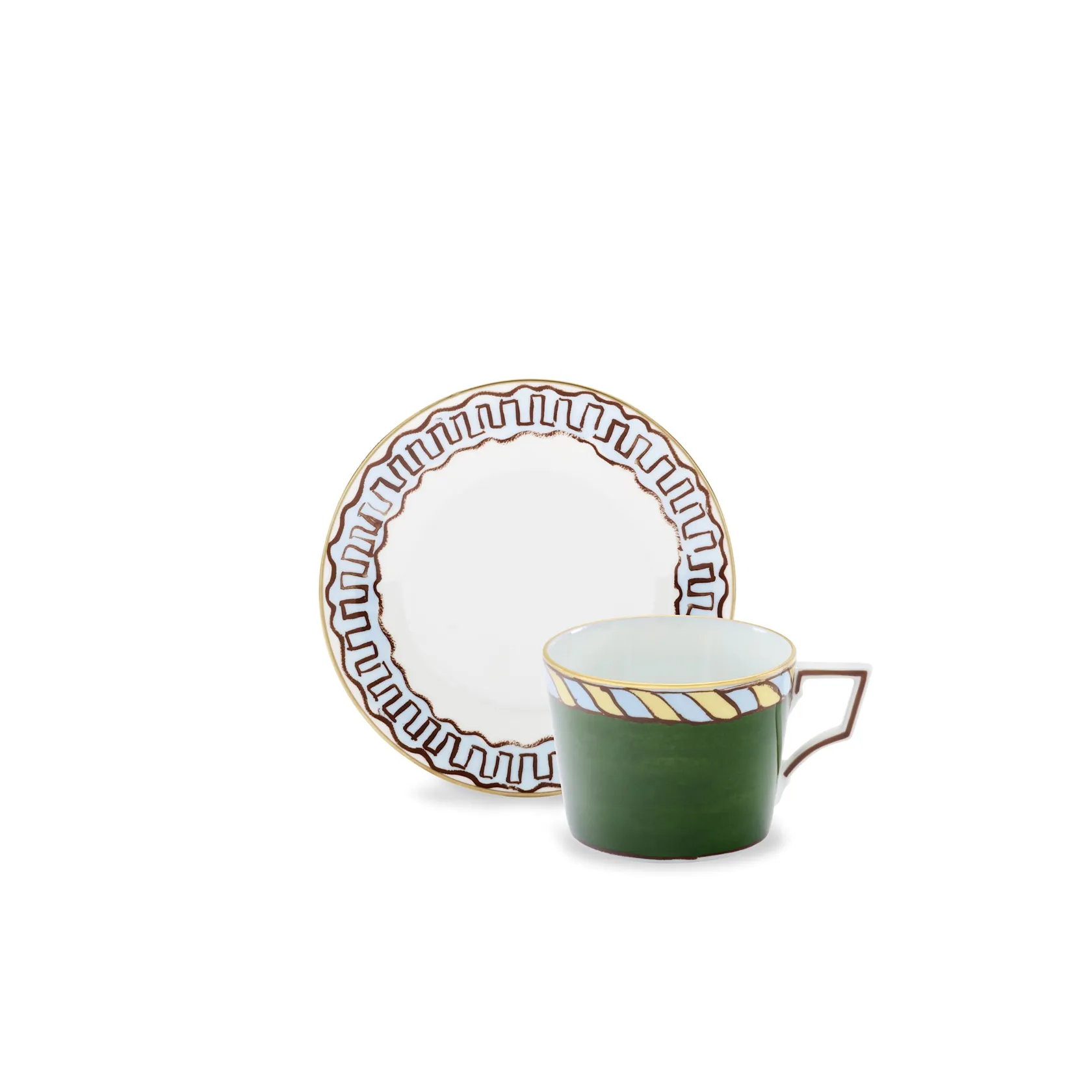 Set of 2 tea cups & saucers