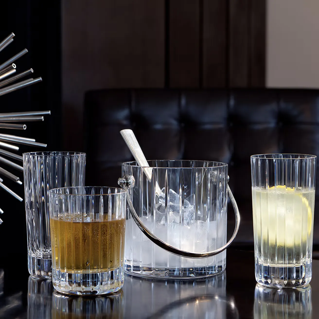 Set of 4 Highballs and Ice Bucket