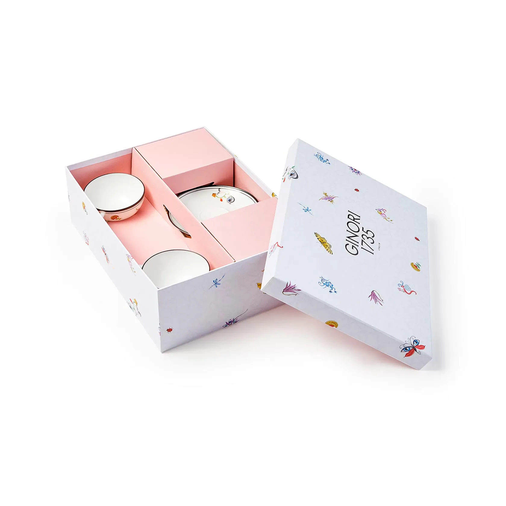 Set of 2 tea cups & sucers