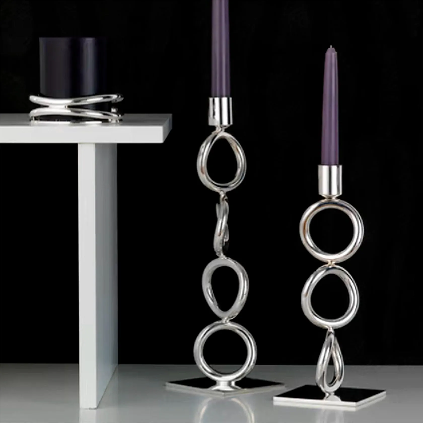 Silver-Plated 3-Ring Candelabra