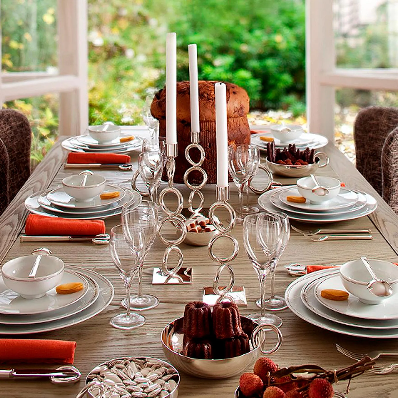 Silver-Plated 3-Ring Candelabra